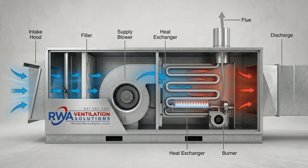 Indirect make up air unit